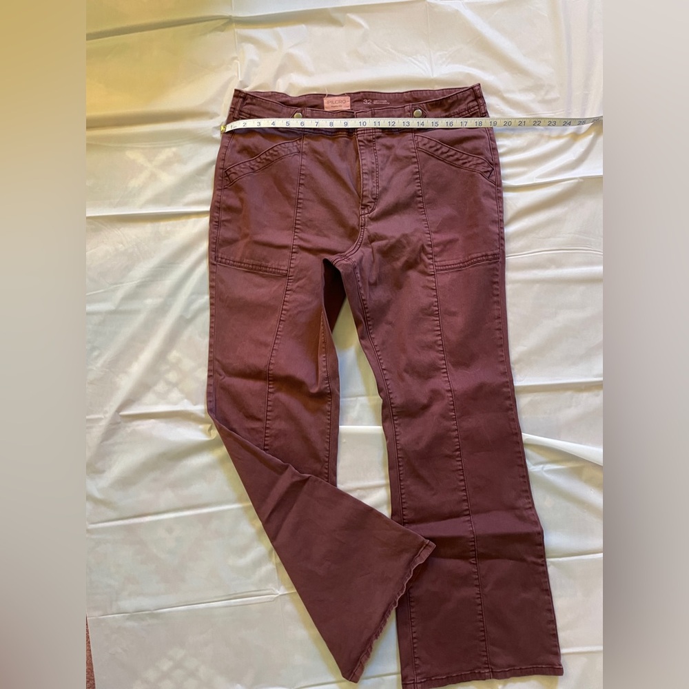 Pilcro Flare Jeans in Rich Burgundy